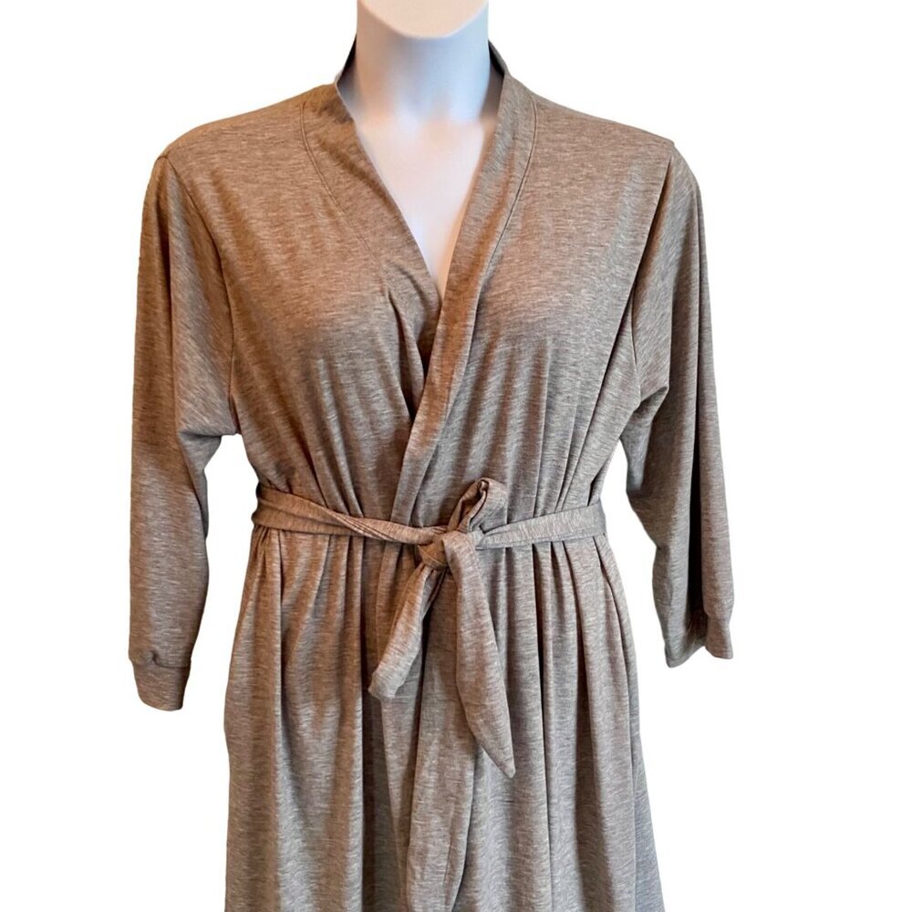 Hotouch Light Gray Robe 3/4 Sleeves Soft Fabric Belted Women's XXL NEW NWT - Picture 4 of 12